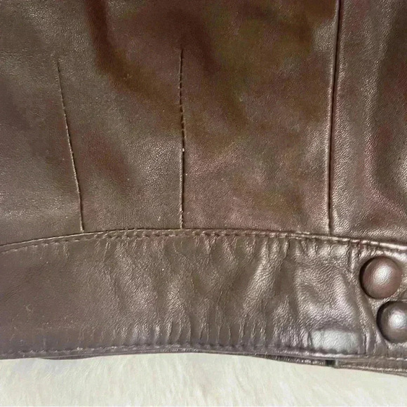 Vintage 70s Brown Leather Pencil Skirt EU 36 XXS - Picture 8 of 14